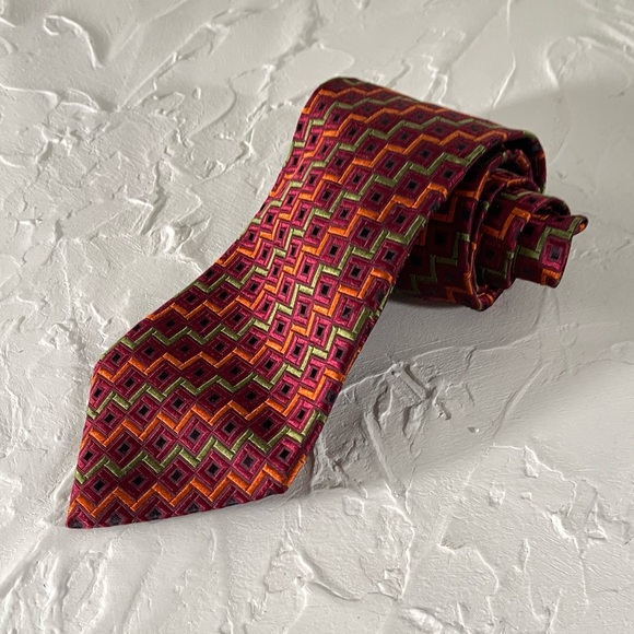 Giacomo De Senese Men's Chevron Silk Necktie - Picture 13 of 14